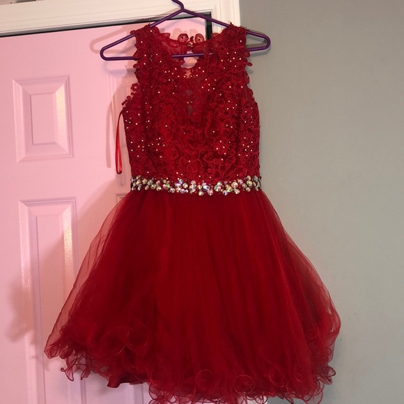 red poofy dress